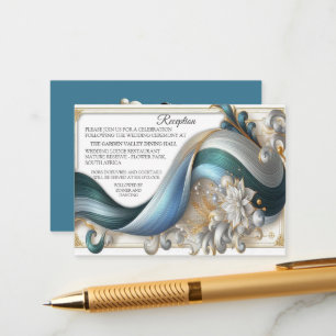 Chic Elegant Swirls in Gold, Silver, Blue, Yellow  Enclosure Card