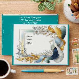 Chic Elegant Swirls in Gold, Silver, Blue, Yellow Envelope