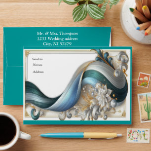 Chic Elegant Swirls in Gold, Silver, Blue, Yellow  Envelope