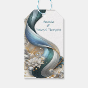 Chic Elegant Swirls in Gold, Silver, Blue, Yellow Gift Tags