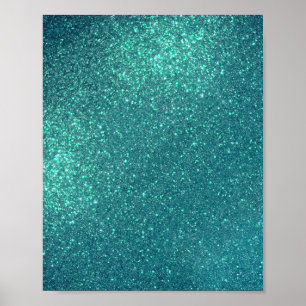 Chic Elegant Teal Blue Sparkly Glitter Poster