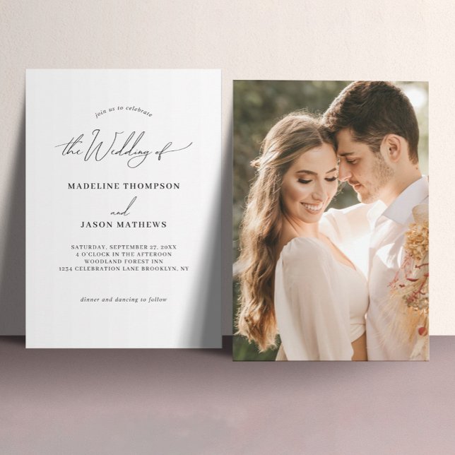 Chic Elegant The Wedding of Script Photo Wedding Invitation (Creator Uploaded)