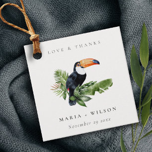 Chic Elegant Tropical Rainforest Toucan Wedding Favour Tags