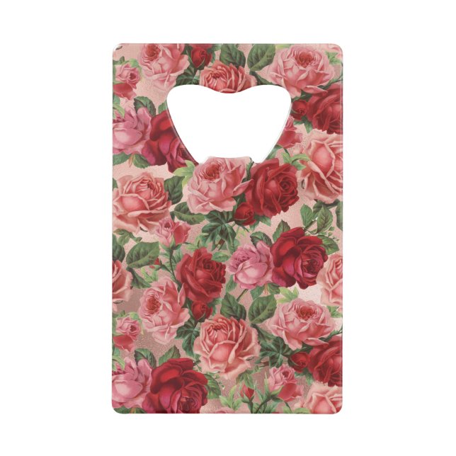 Chic Elegant Vintage Pink Red Roses Floral (Front)