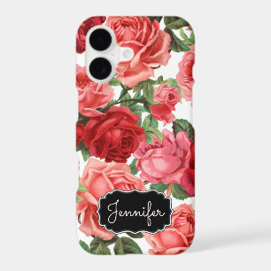Chic Elegant Vintage Pink, Red, roses floral name