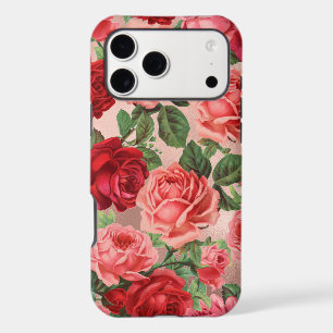 Chic Elegant Vintage Pink Red Roses Floral Name