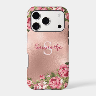 Chic Elegant Vintage Pink Roses Floral Name