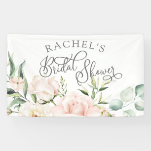 Chic elegant watercolor pink floral bridal shower banner