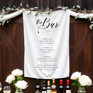 Chic Elegant Wedding Black & White Bar Menu Tapestry