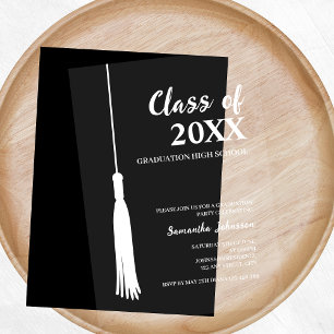 Chic Elegant White 2025 Grad Tassel Graduation Acrylic Invitations