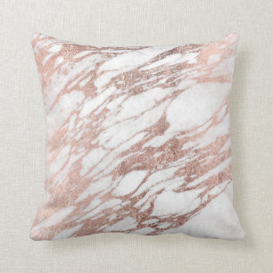 Chic Elegant White and Rose Gold Marble Pattern Cushion
