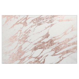Chic Elegant White and Rose Gold Marble Pattern Fabric