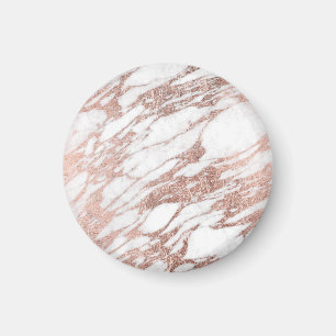 Chic Elegant White and Rose Gold Marble Pattern Magnet