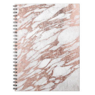 Chic Elegant White and Rose Gold Marble Pattern Notebook