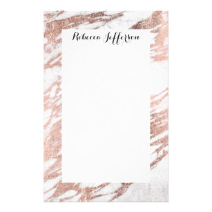 Chic Elegant White and Rose Gold Marble Pattern Stationery