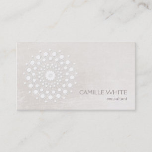 Chic Elegant White Circle Mandala Ivory Business Card