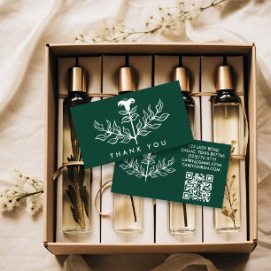 Chic Elegant White Lily QR Code Order Thank You Business Card