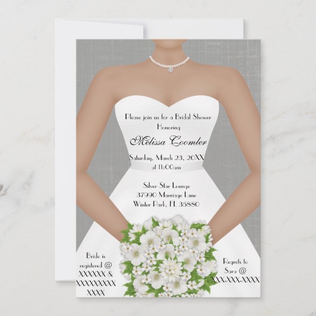 Chic Elegant White Modern Day Bridal Shower Invite (Front)