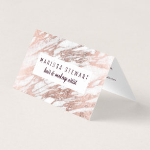 Chic Elegant White Rose Gold Marble Social Media Business Card