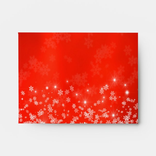 Chic Elegant White Snowflakes  Red Envelope (Front)