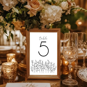 Chic Elegant Wildflower Simple Rustic Custom Table Number