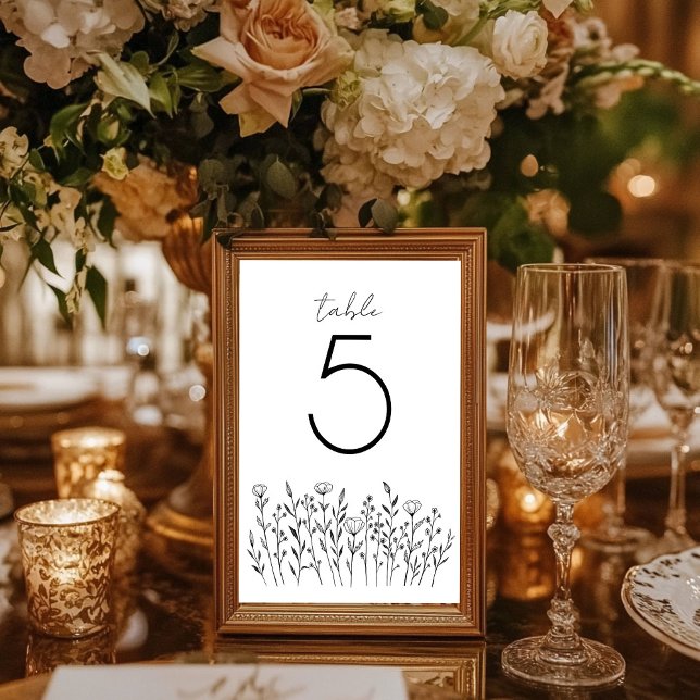 Chic Elegant Wildflower Simple Rustic Custom  Table Number (Chic Elegant Wildflower Simple Rustic Custom Table Number
Wedding Bridal Engagement Party)