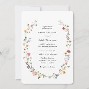 Chic Elegant Wildflower Wreath Wedding Invitation