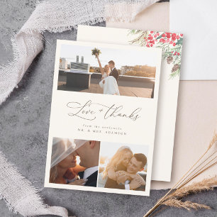 Chic Elegant Winter Wedding Script Thank You Card