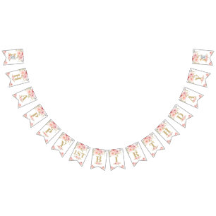 Chic Elephant 1st Birthday One Pink Floral Bunting