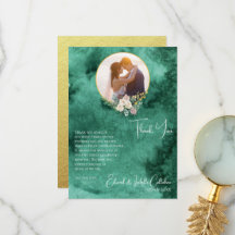 Chic Emerald Green Colour Wash Custom Photo Weddin