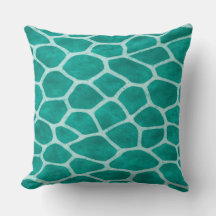 Chic Emerald Green Giraffe Print Throw Pillow