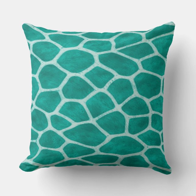 Chic Emerald Green Giraffe Print Throw Pillow (Front)