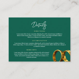 Chic Emerald Green Gold Rings Wedding Enclosure Card