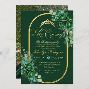 Chic Emerald green Quinceanera 15th Birthday Invitation