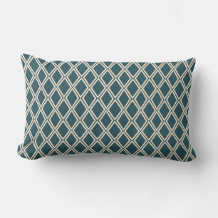 Chic Emerald Off-White Diamond Geometric Pattern Lumbar Cushion