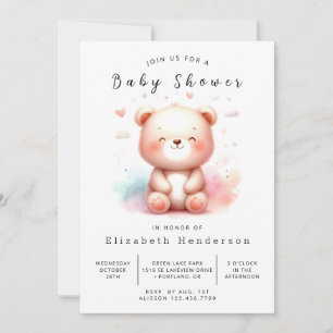 Chic Enchanted Bear Baby Shower Invitation