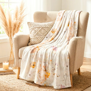 Chic Enchanted Meadow Watercolor Fleece Blanket