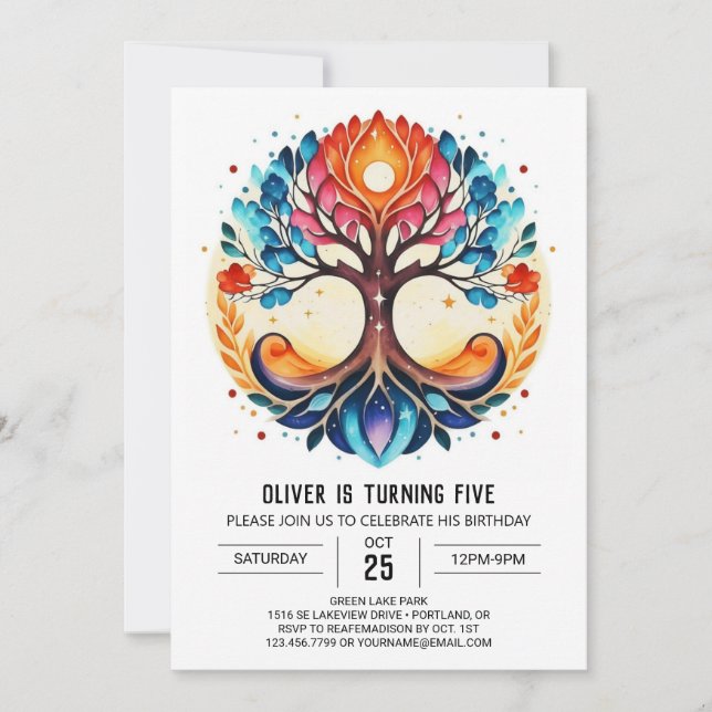 Chic Enchanted Tree of Life Birthday Invitation (Front)