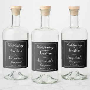 Chic Engagement Party Custom Names Elegant B & W Liquor Bottle Label