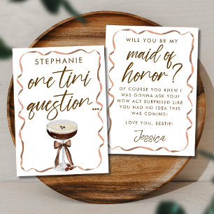Chic Espresso Martini Maid of Honor Proposal Card