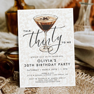 Chic Espresso Martini “Talk Thirty to Me” 30th Invitation