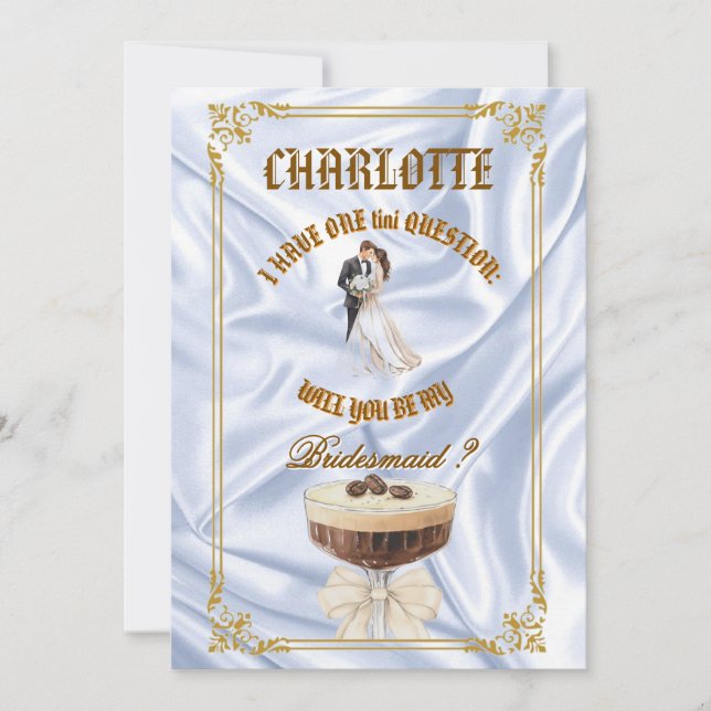 Chic Espresso Martini Themed Bridesmaid Proposal  Invitation (Front)