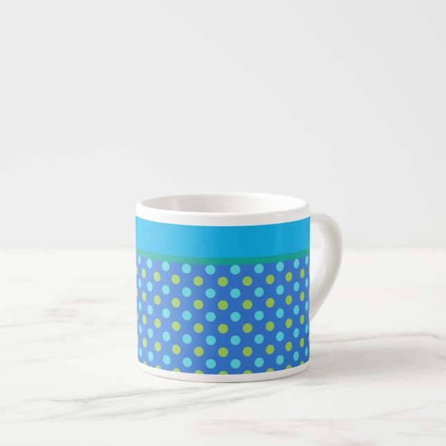 Chic Espresso Mug, Blue Moons Polka Dots Cup (Front Right)