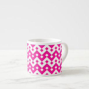 Chic Espresso Mug, Candy Pink Geometric Cup