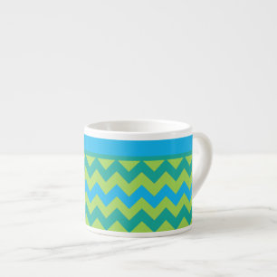 Chic Espresso Mug, Turquoise and Green Chevrons Cup