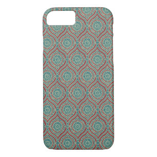 Chic Ethnic Ogee Pattern in Maroon, Teal and Beige iPhone 8/7 Case