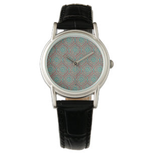 Chic Ethnic Ogee Pattern in Maroon, Teal and Beige Watch