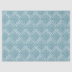 Chic Ethnic Ogee Pattern in Teal on White Tissue Paper