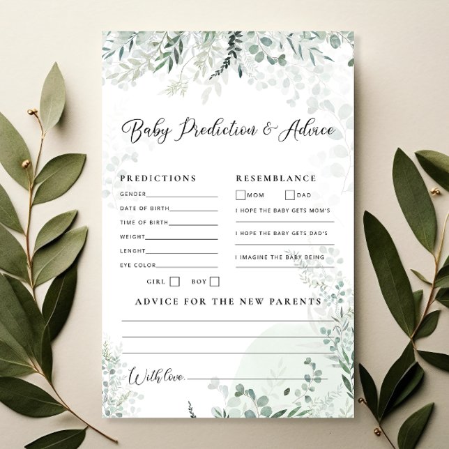 Chic Eucalyptus Baby Shower Predictions and Advice (Creator Uploaded)