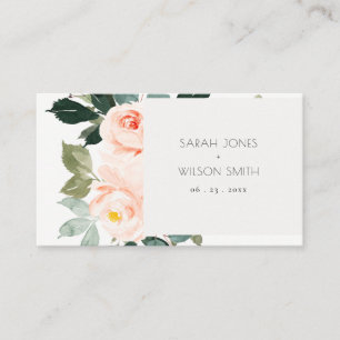 Chic Eucalyptus Blush Rose Pink Floral Wedding Place Card